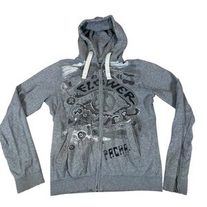 Flower Power Pacha Ibiza zip up sweatshirt hoodie womens small Y2K boho